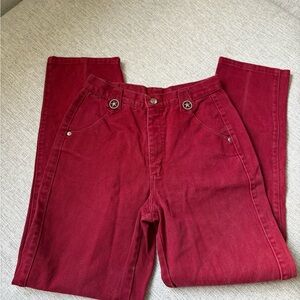 Elegant Red Women's Straight Leg Jeans